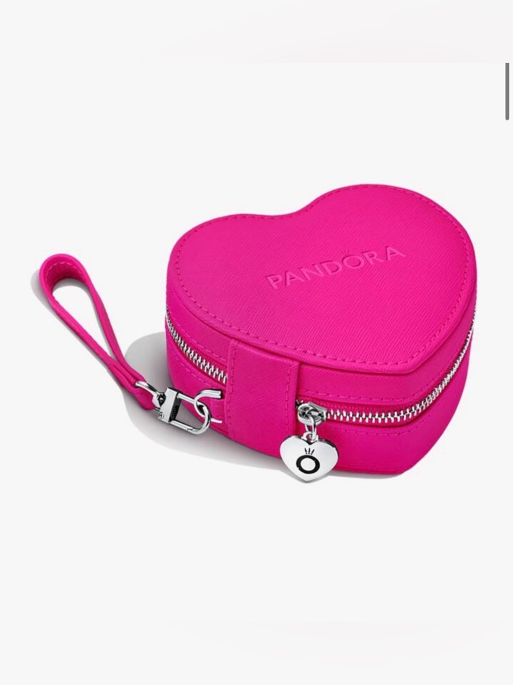 Pandora Hot Pink Heart-Shaped Zip Jewelry Case
